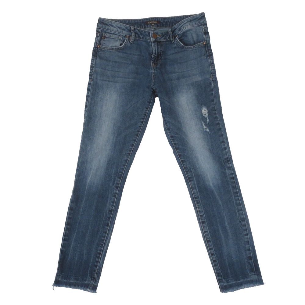 Dear John Jeans‎ Womens 28 Blue Straight Light Distressed Raw Hem Stretch Denim